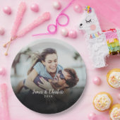 写真パーソナライズされたスクリプト名の日付 ペーパープレート (パーティー)