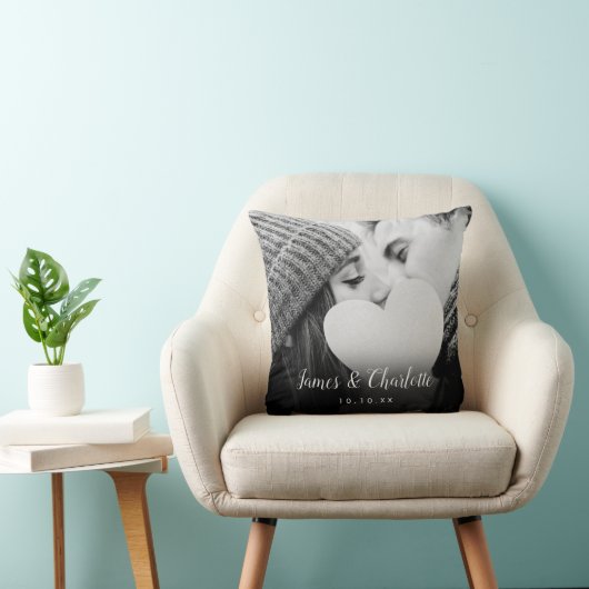 写真パーソナライズされたスクリプト名結婚の クッション (椅子)