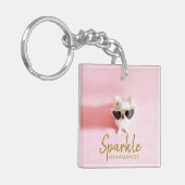 写真パーソナライズされたソーシャルメディア走査可能QRコード キーホルダー (正面左)