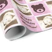 写真パーソナライズされたテディベア ラッピングペーパー (ロールコーナー)