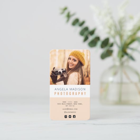 写真パーソナライズされたトレンディー写真家 名刺 (スタンド正面)