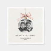 「写真パーソナライズされたナプキンでクリスマスを楽しむ スタンダードカクテルナプキン (正面)