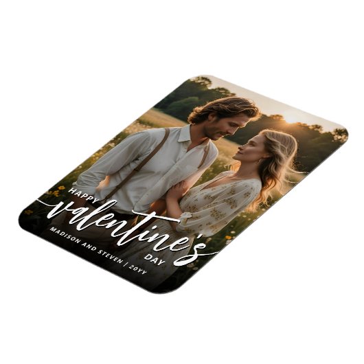 写真パーソナライズされたハッピーバレンタインデーエレガント マグネット (左側)