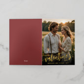 写真パーソナライズされたハッピーバレンタインデーエレガント 箔グリーティングカード (外側レイダウン)