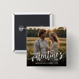 写真パーソナライズされたハッピーバレンタインデーエレガント 缶バッジ