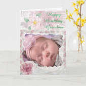 写真パーソナライズされたハッピーバースデーおばあちゃんカード カード (黄色い花)