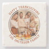 写真パーソナライズされたハッピー感謝祭の家族の好意 ストーンコースター (正面)