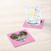 写真パーソナライズされたハートフレームモダン書道 スクエアペーパーコースター (インサイチュ)