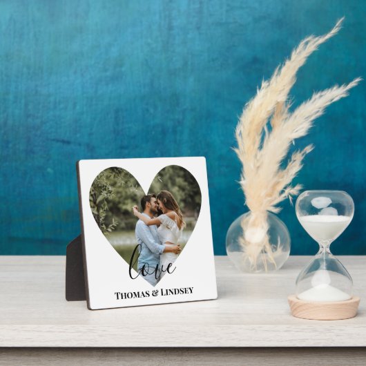 写真パーソナライズされたハートフレームモダン書道 フォトプラーク (インサイチュ)
