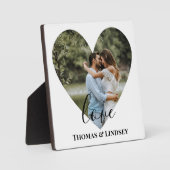 写真パーソナライズされたハートフレームモダン書道 フォトプラーク (正面)