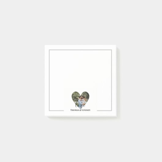 写真パーソナライズされたハートフレームモダン書道 ポストイット (正面)