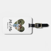 写真パーソナライズされたハートフレームモダン書道 ラゲッジタグ (正面横)