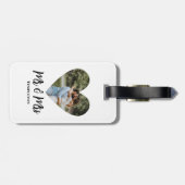 写真パーソナライズされたハートフレームモダン書道 ラゲッジタグ (裏面横)