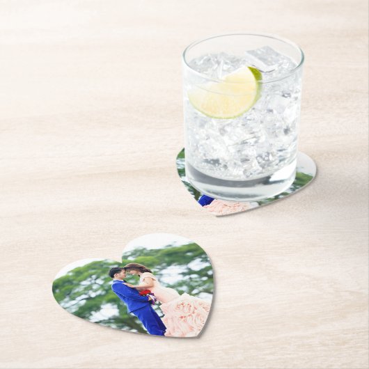 写真パーソナライズされたハート形 ペーパーコースター (インサイチュ)