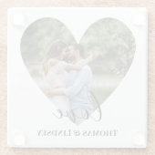 写真パーソナライズされたハート枠書モダン道 ガラスコースター (裏面)