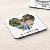 写真パーソナライズされたハート枠書モダン道 コースター (左側)