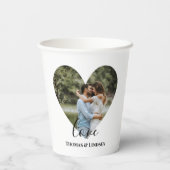 写真パーソナライズされたハート枠書モダン道 紙コップ (裏面)