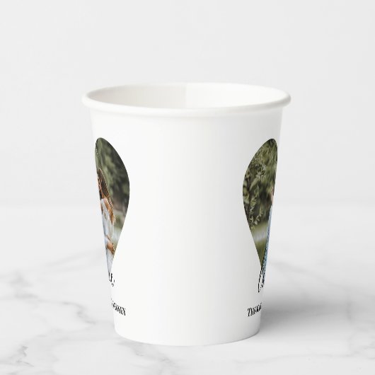 写真パーソナライズされたハート枠書モダン道 紙コップ (左)