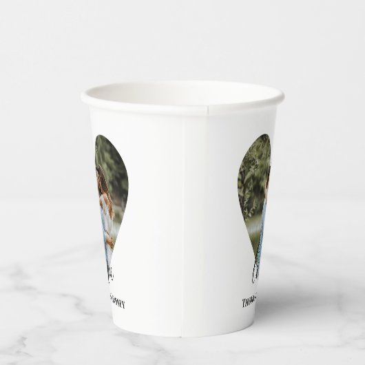 写真パーソナライズされたハート枠書モダン道 紙コップ (右)