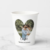 写真パーソナライズされたハート枠書モダン道 紙コップ (正面)
