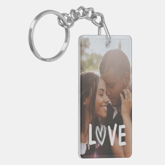 写真パーソナライズされたハートLOVE キーホルダー (正面左)