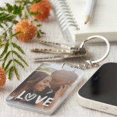 写真パーソナライズされたハートLOVE キーホルダー (正面右)