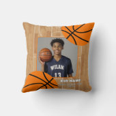 写真パーソナライズされたバスケットボール選手の名前 クッション (裏面)