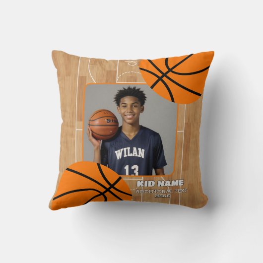 写真パーソナライズされたバスケットボール選手の名前 クッション (裏面)