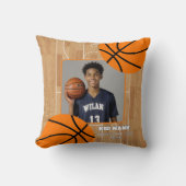 写真パーソナライズされたバスケットボール選手の名前 クッション (正面)