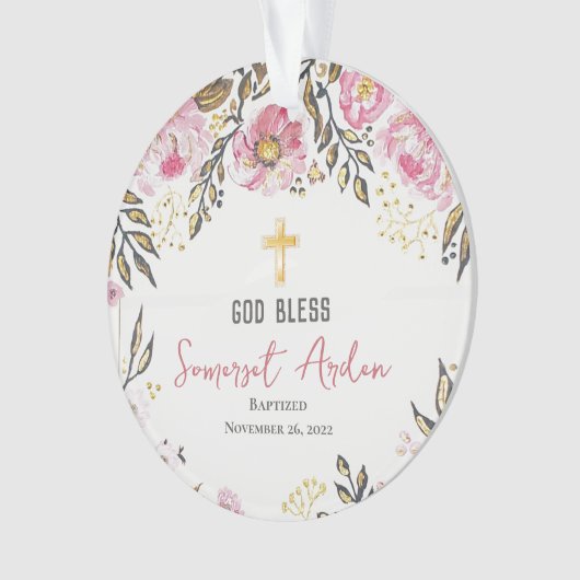 写真パーソナライズされたバプテスクリスマス飾り オーナメント (正面)
