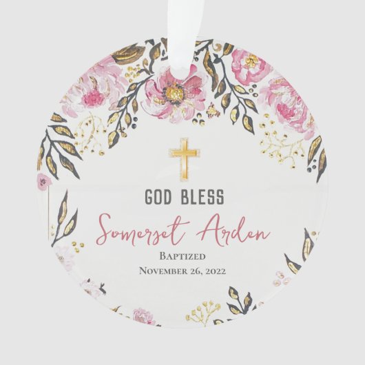 写真パーソナライズされたバプテスクリスマス飾り オーナメント (正面)