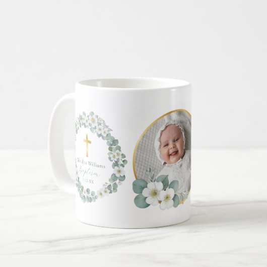 写真パーソナライズされたバプテスマMug宗教記念 コーヒーマグカップ (正面左)