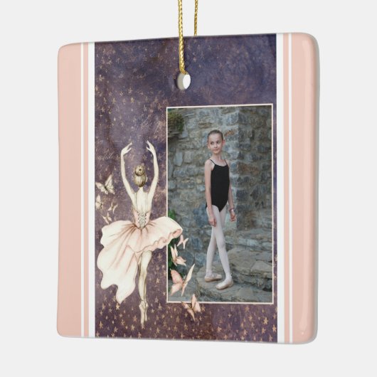 写真パーソナライズされたバレリーナ、蝶のクリスマス セラミックオーナメント (左)