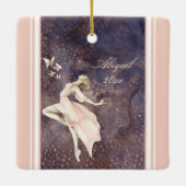 写真パーソナライズされたバレリーナ、蝶のクリスマス セラミックオーナメント (裏面)