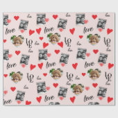写真パーソナライズされたバレンタインのピンク&レッド ラッピングペーパー (フラット)