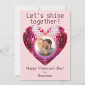 写真パーソナライズされたバレンタインデーDiscoハート シーズンカード (正面)