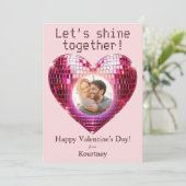 写真パーソナライズされたバレンタインデーDiscoハート シーズンカード (スタンド正面)