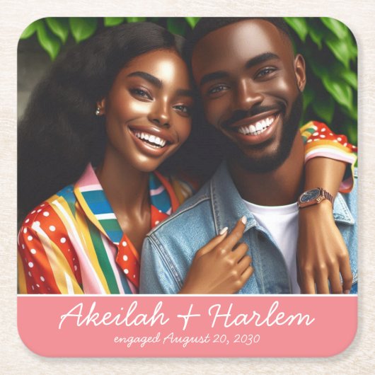 写真パーソナライズされたパーティー スクエアペーパーコースター (正面)