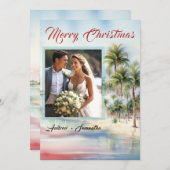 写真パーソナライズされたビーチクリスマスカード 招待状 (正面/裏面)