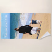 写真パーソナライズされたビーチタオルカスタム文字 ビーチタオル (正面)