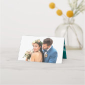 写真パーソナライズされたビーチ結婚式名 プレイスカード (裏面)