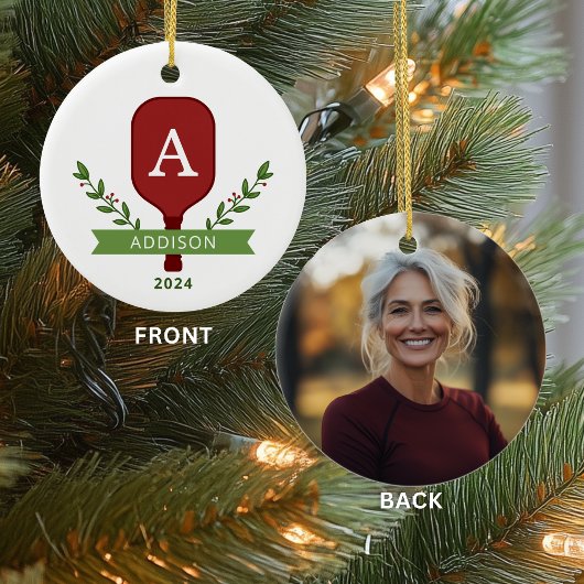 写真パーソナライズされたピックボールのクリスマスオーナメント セラミックオーナメント