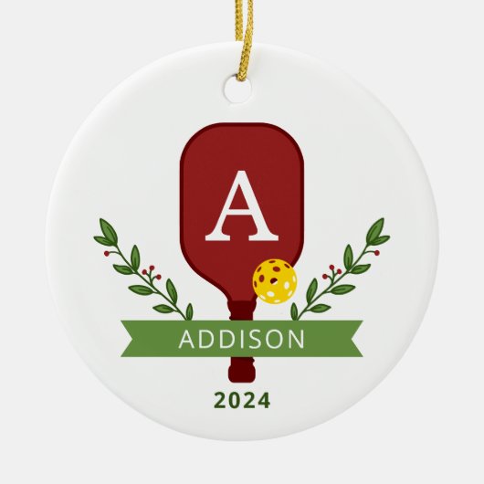 写真パーソナライズされたピックボールのクリスマスオーナメント セラミックオーナメント (正面)