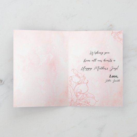 写真パーソナライズされたピンクの母の日のカード サンキューカード (内部)