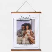写真パーソナライズされたファミリタイポグラフィ 吊り下げ型タペストリー (正面)