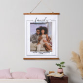写真パーソナライズされたファミリタイポグラフィ 吊り下げ型タペストリー (寝室)