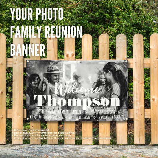 写真パーソナライズされたファミリ懇親会バナー 横断幕