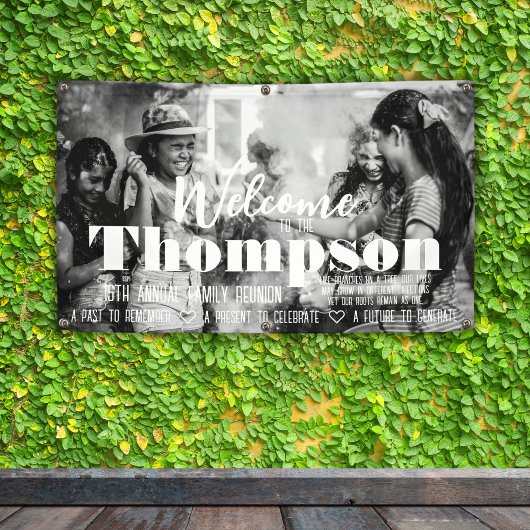 写真パーソナライズされたファミリ懇親会バナー 横断幕