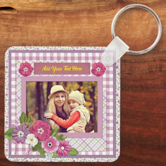 写真パーソナライズされたフレームとカスタム文字 キーホルダー (裏面)
