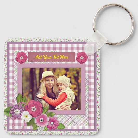 写真パーソナライズされたフレームとカスタム文字 キーホルダー (裏面)